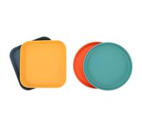 FONDOTIN 4pcs Multifunctional Pet Feeding Plates Set Flat Plastic Cat Bowls for Wet Food and Puppy Food Shallow Small Dog and Kitten Dishes for Indoor Use