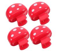 FONDOTIN 4pcs Mushroom Toothbrush Head Covers Bright Red Dustproof Plastic Clip Travel Toothbrush Protector Caps Compact Portable Case for Camping School Gym Daily Use