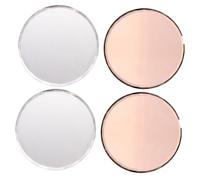 FONDOTIN 4Pcs Nail Art Mixing Plates Mirror Surface Paint Pallets for Manicure Supplies Nail Tips Display Tray DIY Polish Blending Board in Rose Gold and Silver