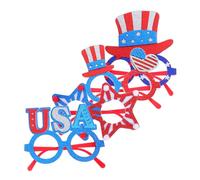 FONDOTIN 4pcs Patriotic Star Glasses with Usa Flag Design for Independence Day Party Eyewear Stylish Costume Eyeglasses Photo Props July Celebration Accessory and Usa Party Favors