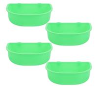 FONDOTIN 4pcs Pet Cage Feeder Hanging Feeding Bowl Plastic 14.20x11.00x4.80cm Green Universal Fit for Cages Non Spill for Travel Small Pets Dog Cat