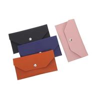 FONDOTIN 4pcs PU Leather Cash Envelope Wallet Reusable Budget Money Organizer Pouch for Coins Ids Receipts Versatile Cash Storage Bags in Black Brown Pink for Spring Festival Wedding
