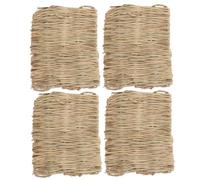 FONDOTIN 4pcs Rabbit Nest Mat Bunny Bed Lining Pigeon Grass Nest Guinea Pig Bedding Natural Grass Rug for Indoor
