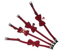 FONDOTIN 4PCS Red Wedding Pet Collar Set Bow Tie, Bell, Heart Pendant and Pearl Decoration for Small Medium Large Dogs and Cats, Breakaway Safety Neck Decoration for Puppy Identification