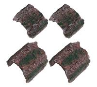 FONDOTIN 4pcs Reptile Hide Caves Set with Simulated Bark Texture - Small Large Snake Hideouts for Terrarium, Aquarium Landscape Decoration, Suitable for Lizards, Spiders, Shrimp, and