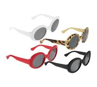 FONDOTIN 4pcs Retro Pet Sunglasses for Cats and Small Dogs Lightweight Funny Plastic Glasses with Leopard Red Black and White Frames Comfortable Cosplay Eyewear for Stylish Small Breed Dogs