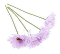 FONDOTIN 4pcs Simulated African Daisies Artificial Flowers Elegant Single Stem Fake Floral Arrangement for Home Office Party Decoration Autumn Light Purple