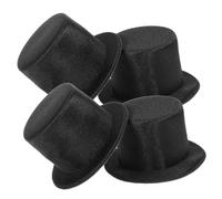 FONDOTIN 4Pcs Small Mini Cylinder Hats Lightweight Cloth Snowman Doll Caps for DIY Crafts Christmas Decoration for Dolls Bears and Festive Handmade Accessories
