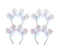 FONDOTIN 4pcs Snowflake Glitter Headbands for Women Festive Holiday Christmas Hair Accessories Snowflake Crown Style for Party Events