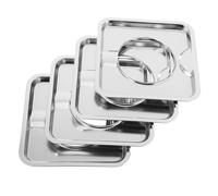 FONDOTIN 4pcs Stainless Steel 19cm Square Gas Burner Drip Tray Oil Drip Pan with Oil Splatter Prevention Easy to Store for Gas Cooktops Kitchen Use