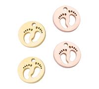 FONDOTIN 4pcs Stainless Steel Footprint Charms Pendant for Bracelet Necklace Jewelry Making DIY Accessories Safe Elegant