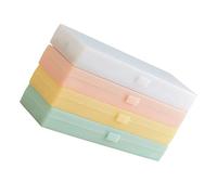 FONDOTIN 4pcs Translucent Plastic Pencil Cases Stationery Box Set for Students with Frosted White, Pink, Green and Yellow Medium Size Pen Storage for School and Office Use
