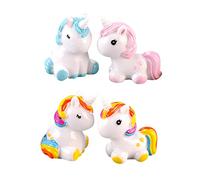 FONDOTIN 4pcs Unicorn Decorative Ornaments Resin Crafts Micro Landscape Mini Adornment for Desktop Animal Crafts Resin Unicorn Adornment Home Office Fairy Garden Decoration Random Color