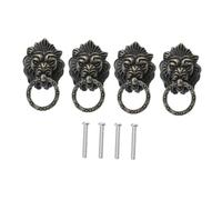 FONDOTIN 4pcs Vintage Chinese Style Lion Head Drawer Pull Handles Zinc Alloy Antique Cabinet Handles with Ergonomic Grip for Wardrobe Dresser Furniture Decoration
