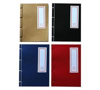 FONDOTIN 4pcs Vintage Hardcover Blank Notebook Chinese Style Car Line Stitching Journals with Thick Plain Paper Portable Craft Sketch Books for School Office Writing and Calligraphy