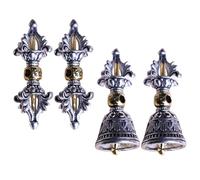 FONDOTIN 4pcs Vintage Metal Vajra Pestle and Bell Pendant Set, Retro DIY Keychain Charms for Backpack, Handbag, Necklace, Gifts for Buddhists