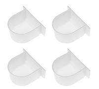 FONDOTIN 4pcs White Half-circle Bird Feeder Bowls for Parrots Cage Food Dispenser Sturdy Feeding Containers Suitable for Cockatiel Budgie Lovebirds