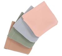 FONDOTIN 4pcs Women Toiletry Bags Premium PU Leather Small Makeup Pouches Portable Cosmetic Organizer for Travel Camping Gym with Secure Closure in Khaki Green Pink Blue