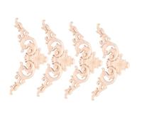 FONDOTIN 4Pcs Wooden Carved Applique Corner Decorations DIY Furniture Cabinet Door Bed Trim for European Style Home Decor