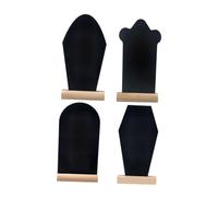 FONDOTIN 4pcs Wooden Tombstone Chalkboards Double-Sided Mini Blackboard Note Writing Boards for Easter School Message Reminders and Home Decor