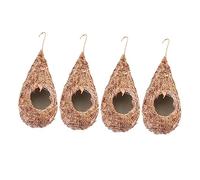 FONDOTIN 4pcs Woven Bird Nest for Breeding Artificial Grass Hut with Natural Drainage Teardrop Shaped Design for Indoor Outdoor Use for Bird Lovers and Nature Enthusiasts
