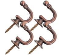 FONDOTIN 4pcs Zinc Alloy Curtain Tie Back Hooks Round Head, Antique Copper Finish, Wall-Mounted Holdbacks for Indoor Curtains Decoration and Hanging Clothes