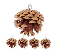 FONDOTIN 5 Pack Natural Pine Cone Bird Chew Toy Set for Parrots Cockatiels Conures Satisfy Chewing Needs Home Decor Accessory
