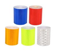 FONDOTIN 5 Rolls Adhesive Reflective Tape Crystal Lattice Strips for Car Safety Warning Multi-purpose Warning Reflective Sticker for Bikes Traffic Signs and Advertisement