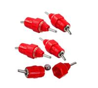 FONDOTIN 50 Pcs Automatic Chicken Water Feeder Poultry Drinker Red Head Screw Style Ball Valve Drinking Nipple for Backyard Hens and Poultry