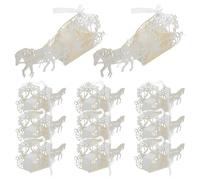 FONDOTIN 50pcs Beige Hollowed-Out Wedding Candy Favor Boxes, Carriage Design Paper Party Treat Boxes for Guest Souvenirs, Bridal Shower and Birthday Decoration Packaging, 7.55x3.54x1.49