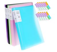 FONDOTIN 5pcs A4 Plastic Document Folders with 40 Pockets and Tabs, Presentation File Organizers with Sleeves for Office, School, and Important Paperwork Storage