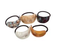 FONDOTIN 5pcs Acetic Acid Ponytail for Women Hair Friendly Elastic Hair Ties with Decorative Patterns Comfortable Holders for Ponytails Buns Daily Wear and Special Occasions