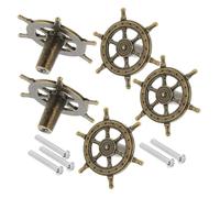 FONDOTIN 5Pcs Antique Nautical Ships Wheel Cabinet Handles Retro Drawer Pulls Vintage Dresser Knobs for Wardrobe Kitchen Furniture with Sturdy Ergonomic Design in Antique