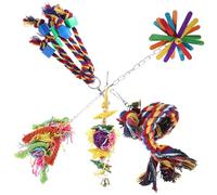 FONDOTIN 5pcs Chewing Bird for Parrots Colorful Foraging Plaything with Beads Durable Hanging for Budgies and Caged Birds Easy Attachment for Birdcages