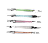 FONDOTIN 5pcs Dual-head Silicone Nail Art Pens for Manicure Gel Carving and Pattern Making Non-deforming Dotting Pen Set with Rhinestone Handles Professional Nail for Fine Gel Designs