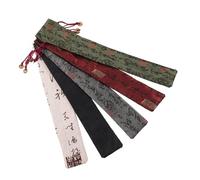 FONDOTIN 5pcs Folding Fan Pouch Cotton Protective Covers for Handheld Fans Vintage Style Travel Festival Gift Bags in Khaki Gray Black Red Green
