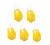 FONDOTIN 5pcs Hanging Poultry Feeder with Clear Lid Plastic Pigeon Food Container for Indoor Bird Cages Yellow Single Hole Design for Doves Parakeets Quails and Pigeons