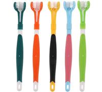 FONDOTIN 5pcs Multi-Angle 3-Sided Pet Toothbrush Set for Dogs and Cats, Soft Bristle Teeth Cleaning Brush for Oral Care, Suitable for Daily Dental Hygiene