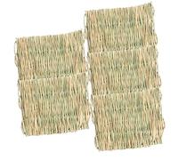 FONDOTIN 5pcs Natural Woven Grass Mat for Small Animals Soft Chewable Straw Bed for Rabbit Guinea Pig Chinchilla Protective Foot Mat for Cage Bedding and Comfortable Rest