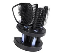 FONDOTIN 5pcs Professional Anti-static Hair Comb and Mirror Set for Home and Outdoor Makeup Use, Lightweight Plastic Styling Tools Promoting Blood Circulation in Blue
