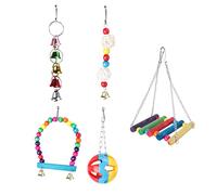FONDOTIN 5PCS Set Bird Suspension Bridge Set for Parrots Fun Swing Bell Playthings Safe Durable Materials for Active Chewing Training