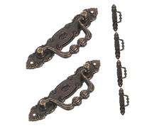 FONDOTIN 5pcs Vintage European Handles Antique Bronze Pulls with Flushmount Installation for Dressers Wardrobes Cabinets Furniture Hardware