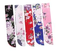 FONDOTIN 5pcs Vintage Folding Hand Fan Carrying Bag Lightweight Handheld Fan Sleeve Cover Pouch for Jewelry and Small Accessories Storage Blue Red Black and White