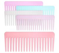 FONDOTIN 5pcs Wide Tooth Combs for Women Large Detangling Hair Picks for Wet and Curly Hair Gentle Flexible Styling and Product Distribution Combs