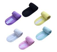 FONDOTIN 6 Pcs Adjustable Hair Wrap Facial Spa Headbands Sweat-absorbent Soft Cloth Hairbands for Face Wash Makeup in Yellow Blue Purple Black White Pink