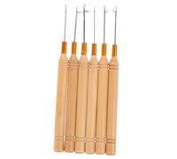 FONDOTIN 6 Pcs Wooden Handle Crochet Hooks Latch Hooks Dreadlock Crochet Hair Tool Reusable Salon Dreadlocks Making Kit for Hair Extensions and Styling