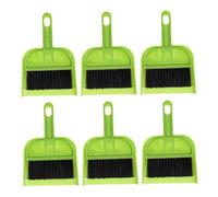 FONDOTIN 6 Sets Mini Desktop Cleaning Broom and Dustpan Combo Keyboard Brush for Home and Office Soft Bristles for Dust Removal Counters Windowsills and Desks Candy Green