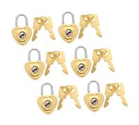 FONDOTIN 6 Sets Mini Heart Padlocks with Keys Small Vintage Jewelry Locks Portable for Diary Luggage Backpack Decorative Security