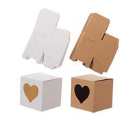 FONDOTIN 60Pcs Heart Shaped Kraft Paper Boxes for Candy Cake Packing Sturdy Recyclable Material for DIY Wedding Favors Birthdays and Special Occasions Color