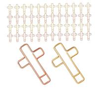 FONDOTIN 60pcs Metal Cross Paper Clips for Bible Study and Journaling Gold Rose Gold Bookmark Clips Cute Organizer Accessories for Office School Home Use